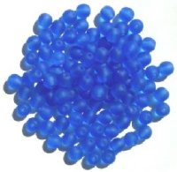 100 6mm Matte Sapphire Round Glass Beads